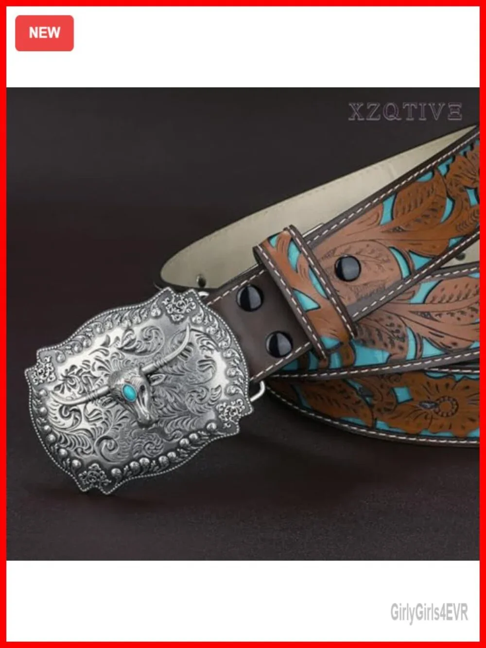 Genuine Leather Belt Vintage Western Tooled Leather Cowboy Belt Interchangeable